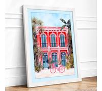 Colonial Paradise Tropical Framed Wall Art Print A3 (42×29.7cm) White, Wall Decor for Living Room, Bedroom, Office & Home, Ready to Hang, Art Gift