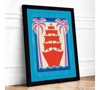 Colonial Ship Framed Retro Framed Wall Art Print A2 (59.4×42cm) Black, Wall Decor for Living Room, Bedroom, Office & Home, Ready to Hang, Art Gift