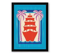 Colonial Ship Framed Retro Framed Wall Art Print A3 (42×29.7cm) Black, Wall Decor for Living Room, Bedroom, Office & Home, Ready to Hang, Art Gift