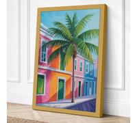 Colonial Street Tropical Canvas Wall Art Print 24x16 Inch (61 x 41 cm)