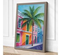 Colonial Street Tropical Canvas Wall Art Print 30x20 Inch (76 x 51 cm)