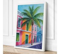 Colonial Street Tropical Canvas Wall Art Print 30x20 Inch (76 x 51 cm)