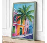 Colonial Street Tropical Canvas Wall Art Print 36x24 Inch (91 x 61 cm)
