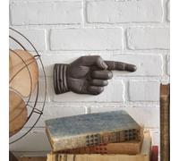 Colonial Tin Works Cast Iron Pointing Hand Plaque Sign, 8.75-inch Length, Home Decoration, Black, 370982