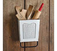 Colonial Tin Works White Steel Vintage Dalton Wall Box with Towel Bar - Farmhouse Hand Towel Holder with Rustic Drying Rack - Cheese Grater Home Decor for Bathroom & Kitchen - Wall Shelf with Hanger