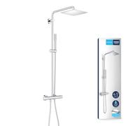 GROHE Vitalio Joy XXL 230 - Exposed Thermostatic Shower with Aquadimmer Function (23 cm Head Shower Rain Spray, Stick Hand Shower, Swivable 45 cm Projection Arm, Shower Hose 1.75 m), Chrome, 26365000