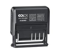 COLOP Date Stamp S 120/WD, Self-Inking Word Band Stamp & Date Stamp in German, 12 Texts Adjustable, 4 mm, Print Colour: Blue/Red