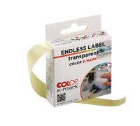 COLOP e-mark continuous transparent labels | 155362 | 14mm x 8 metres | Splashproof and scratch resistant
