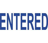 COLOP Green Line Word Stamp ENTERED Blue