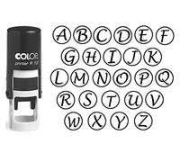 COLOP Mini Stamper - Custom Alphabet Stamp in Black Ink, Round Rubber Self Inking Initial Stamp, 12 mm
