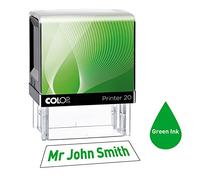 Colop P20 38 x 14mm Personalised Custom Made Self-Inking Business Rubber Stamp with Green Ink and 1 Line of Text