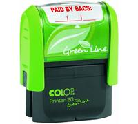 COLOP P20GLPAI Paid By Bacs Green Line Word Stamp - Red, 37x13mm