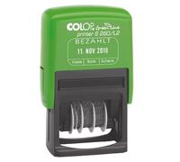 COLOP Printer S260 L2 Green Line Stamp, Text Paid, Imprint Blue/Red, Date German