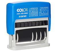 COLOP S120/WD Dial-a-Phrase Date Stamp - Blue & Red Ink | 105016 | 4mm Adjustable Date Stamp with 12 Office-Based Words | Prints Word in Blue and Date in Red
