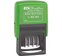 COLOP S260/L1 Green Line RECEIVED Date Stamp | 105639 | Eco-Friendly Text Dater | Self-Inking 45x54mm - Blue & Red Ink