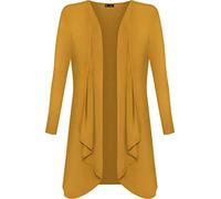 Colop Womans Hanky Hem Jersey Long Sleeve Top Waterfall Open Cardigan UK 8-26 (Mustard, 16-18)