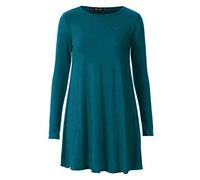 Colop Women Ladies Long Sleeve Swing Dress Flared A Line Skater Dress Top Size 8-26 (Teal, 16-18)