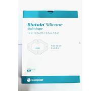Coloplast 33408 Biatain Silicone Foam Dressing, Multishape, Blue/White, 14cm x 19.5cm, Pack of 5