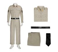 (Color A, M) Movie Blue Hawaii Chad Gates Cosplay Costume The King Elvis Presley US Soldier Uniform with Belt Tie Halloween Cosplay Outfits