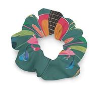 Color Acoustic And Guitar Hair Scrunchies for Women No Damage, Soft Elastic Hair Ties with Fashionable Printed Patterns, Satin Scrunchy Hairbands for Ponytail, Bun, Workout & Sleep