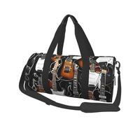 Color Acoustic And Guitars Duffle Bag With Shoes Compartment And Adjustable Strap,Foldable Travel Duffel Bags For Men Women,Waterproof Duffel Bags, Black, One Size