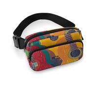 Color Acoustic And Guitars Fanny Pack for Women Men Waist Bag Belt Bag Adjustable Casual Bag for Travel Sports Hiking, white, 7.9x5.1inches