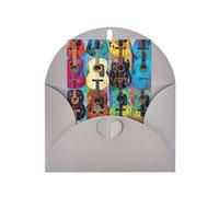 Color Acoustic and Guitars Print Adorable Blank Cards& Envelopes,Unique Designs Perfect for Festivals, Invitations
