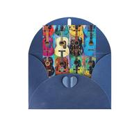 Color Acoustic and Guitars Print Adorable Blank Cards& Envelopes,Unique Designs Perfect for Festivals, Invitations