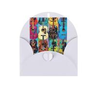 Color Acoustic and Guitars Print Adorable Blank Cards& Envelopes,Unique Designs Perfect for Festivals, Invitations