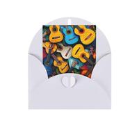 Color Acoustic and Guitars Print Adorable Blank Cards& Envelopes,Unique Designs Perfect for Festivals, Invitations