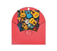 Color Acoustic and Guitars Print Adorable Blank Cards& Envelopes,Unique Designs Perfect for Festivals, Invitations