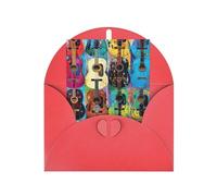Color Acoustic and Guitars Print Adorable Blank Cards& Envelopes,Unique Designs Perfect for Festivals, Invitations