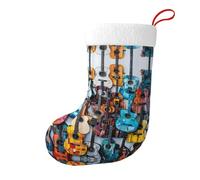 Color Acoustic And Guitars Print Christmas Stockings For Xmas Tree Fireplace Party Festive Hanging Socks Holiday Decor