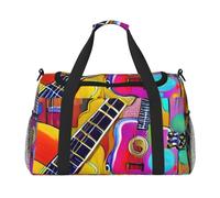 Color Acoustic and Guitars Print Daily essentials Large Capacity Hand Carry Bag for Weekend Getaways style Bags