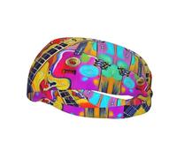 Color Acoustic and Guitars Print Lightweight, Soft & Stylish Sweatbands for Men and Women Breathable Fitness Headbands