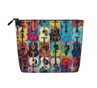 Color Acoustic and Guitars Print Makeup Bag Travel Toiletry Bag,Travel Makeup Bag,Portable Women Makeup Organizer Case