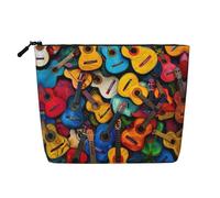 Color Acoustic and Guitars Print Makeup Bag Travel Toiletry Bag,Travel Makeup Bag,Portable Women Makeup Organizer Case