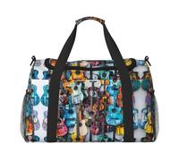 Color Acoustic and Guitars print Overnight Bags for Women and Men Shoulder Bag Carry On Bag for Traveling Travel Essentials, Black, One Size