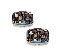 Color Acoustic and Guitars Print pilldispenser 2 Compartment Medicine Case, Portable pilldispenser for Pocket Or Purse Pillbox