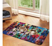 Color Acoustic and Guitars print PU Leather Feeding Mat for Dogs Cats Pet Food Mat Absorbent Non-Slip Rubber Bottom