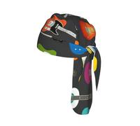 Color Acoustic and Guitars Printed Cap Do Rag, Moisture Wicking Cycling Cap Helmet Liner for Biking Running Hiking