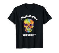 Color Against Conformity Bold Colorful Skull Art T-Shirt