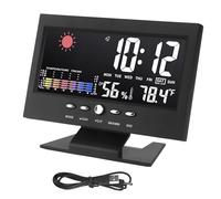 Color Alarm Clock with Large Screen, Time, Date, Temperature and Humidity, Weather Alarm Clock, for Garden Breeding and Pet Feeding Tips