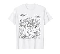 Color and Paint Your own Mermaid sea Turtle T-Shirt, Men, White, 3X-Large