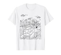 Color and Paint Your own Mermaid sea Turtle Value Graphic T-Shirt, Men, White, S