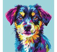 Color Animal Dog Pre Printed Cross Stitch Kits 11CT,Cute pet Dog,Embroidery Kit Cross Stitch DIY Art Needlecrafts Embroidery Kits for Adults Beginners,16x16in