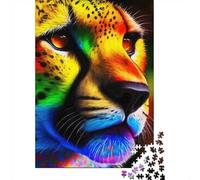 Color Art Cheetah Puzzle for Adults 1000 Pieces, Big Cat Themed Jigsaw Puzzle, Gift for Quiet Evenings, 52x38cm/1000pcs