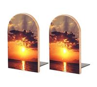 Color Beautiful Sunset Sea Wood Book Ends Unique Book Holders Bookends Boo