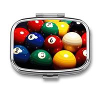 Color Billiards Pill Case with 2 Compartment, Pill Organizer Portable Square Pill Box,Vitamin Pill Organizer for Pocket Purse and Travel