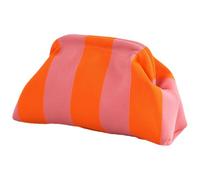 Color Block Clutch Purses For Women - Woven Crochet Casual Kiss Lock Closure Dumpling Stripes Handbags For Summer Seaside Beach Elegance Dinner Outings